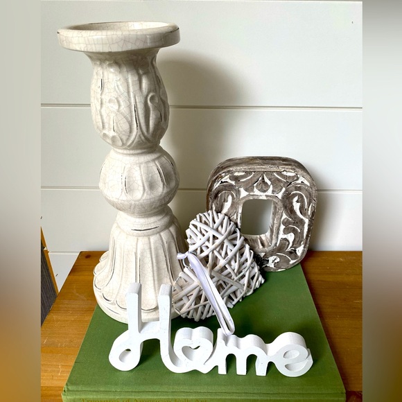 Other - Romantic French Country Châteaucore Decor Bundle 4pc Ceramic Wood Wicker Resin